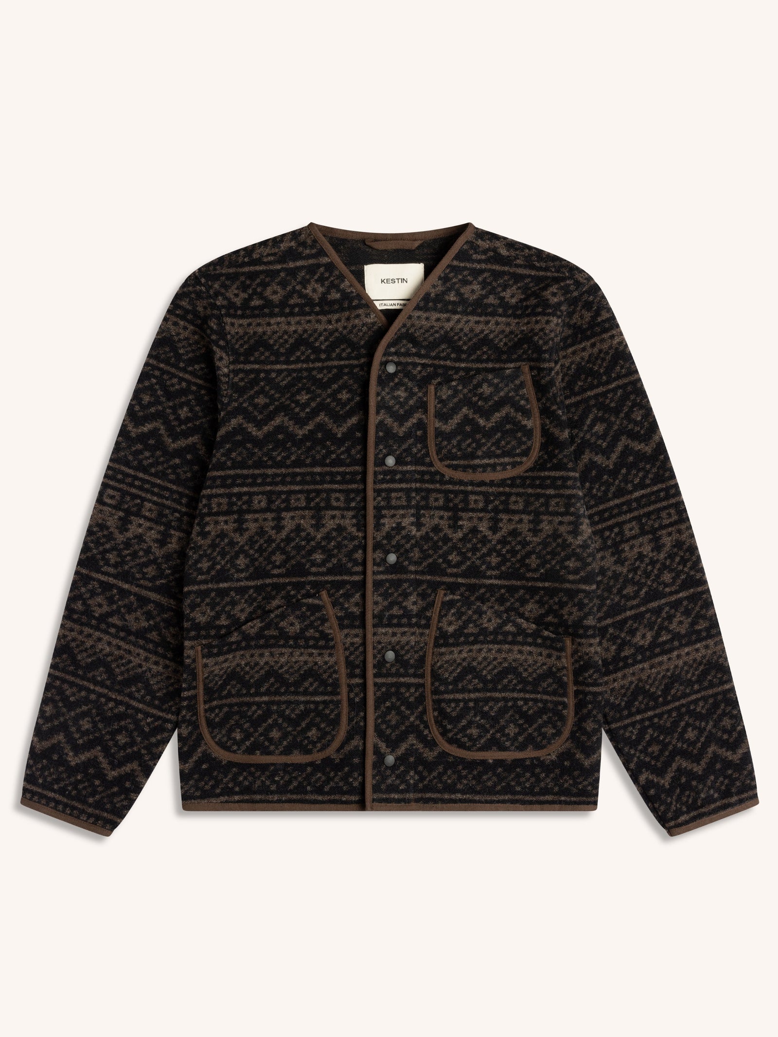Neist Cardigan In Peat Knitted Fairisle