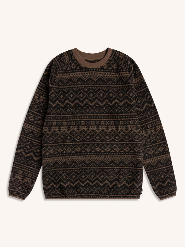 Junction Sweat in Peat / Black Knitted Fairisle