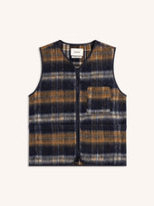 Bute Vest in Navy Check Brushed Wool