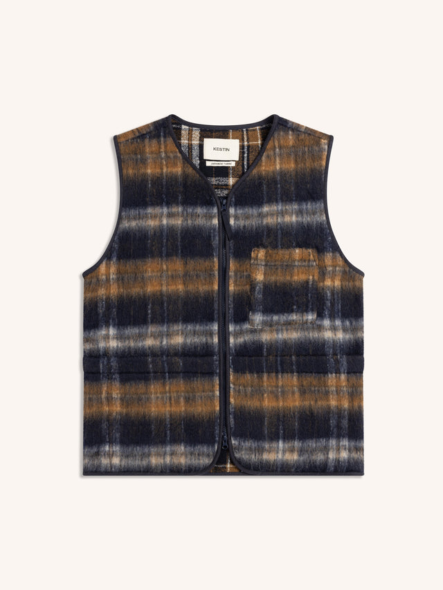 Bute Vest in Navy Check Brushed Wool