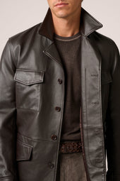 Kingsford Field Jacket - Leather - Chocolate Brown