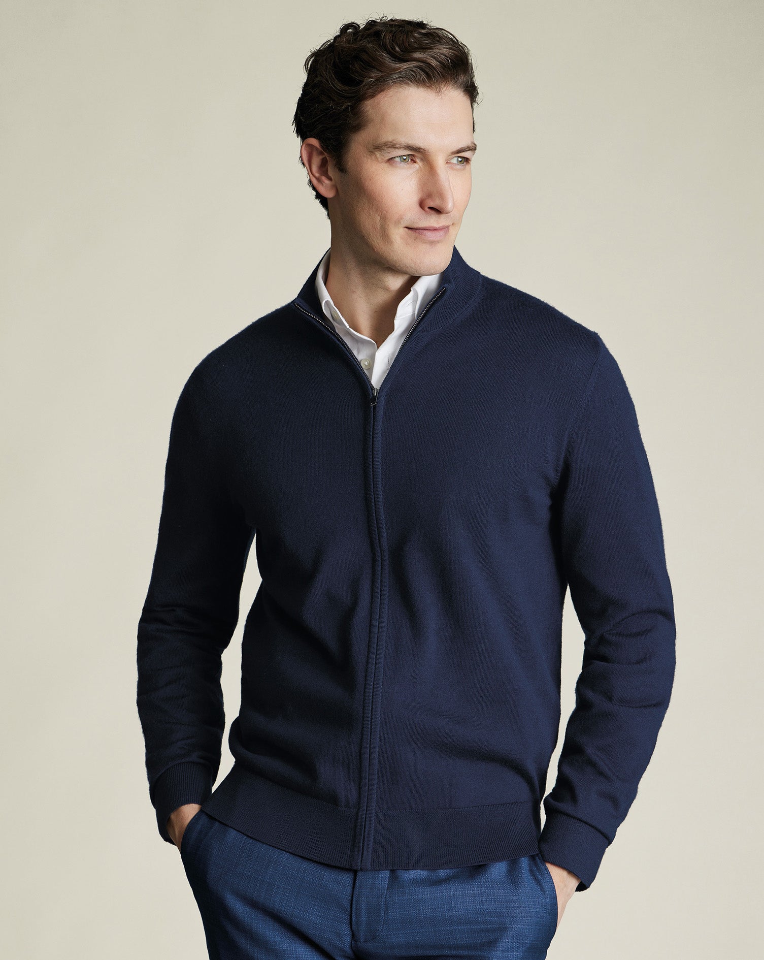 Pure Merino Full Zip Through Cardigan