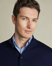 Pure Merino Button Through Funnel Neck Cardigan