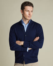 Pure Merino Button Through Funnel Neck Cardigan