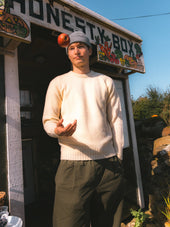 Brushed Shetland Crew in Ecru Lambswool