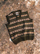 Fairisle Vest in Green Multi Lambswool