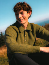 Lewis Brushed Shetland Polo in Apple Lambswool