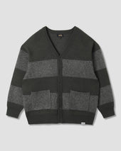 Knitted Cardigan (Botanical Green/Charcoal Stripe)
