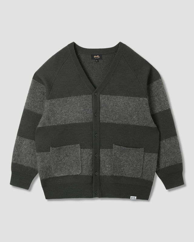 Knitted Cardigan (Botanical Green/Charcoal Stripe)