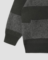 Knitted Cardigan (Botanical Green/Charcoal Stripe)
