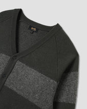 Knitted Cardigan (Botanical Green/Charcoal Stripe)
