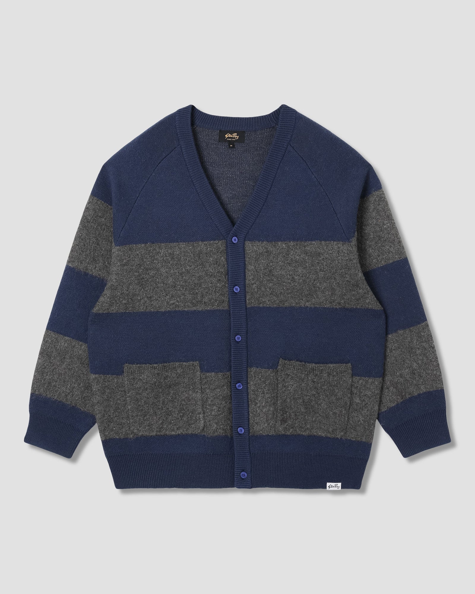 Knitted Cardigan Charcoal Border Stripe
