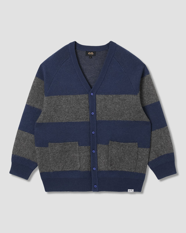 Knitted Cardigan (Navy/Charcoal Border Stripe)