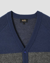 Knitted Cardigan (Navy/Charcoal Border Stripe)