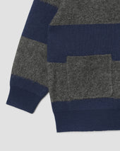 Knitted Cardigan (Navy/Charcoal Border Stripe)
