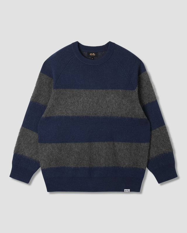 Knitted Sweater (Navy/Charcoal Border Stripe)