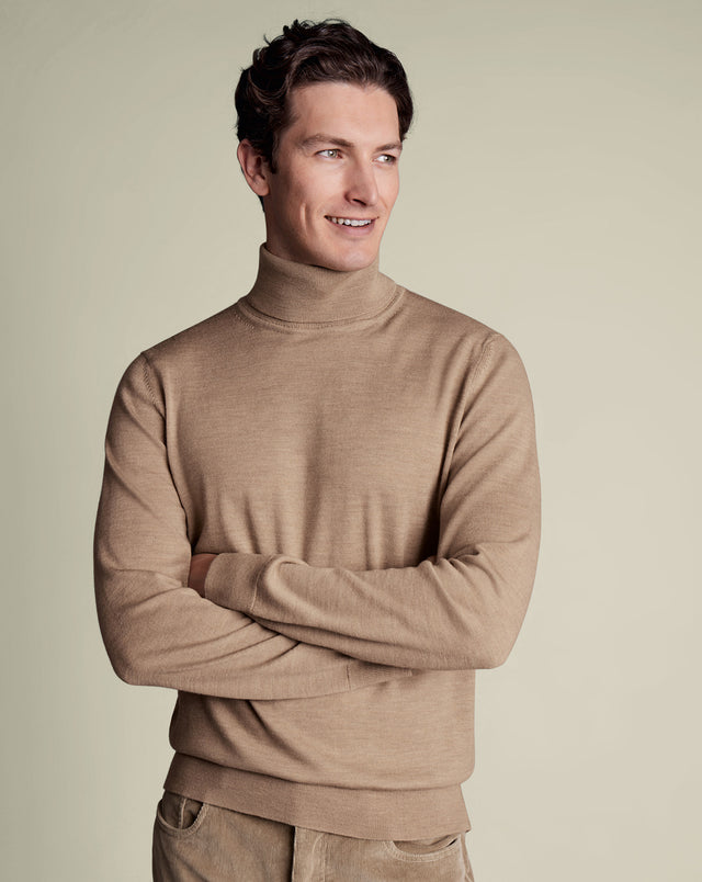 Pure Merino Turtleneck Sweater - Oatmeal