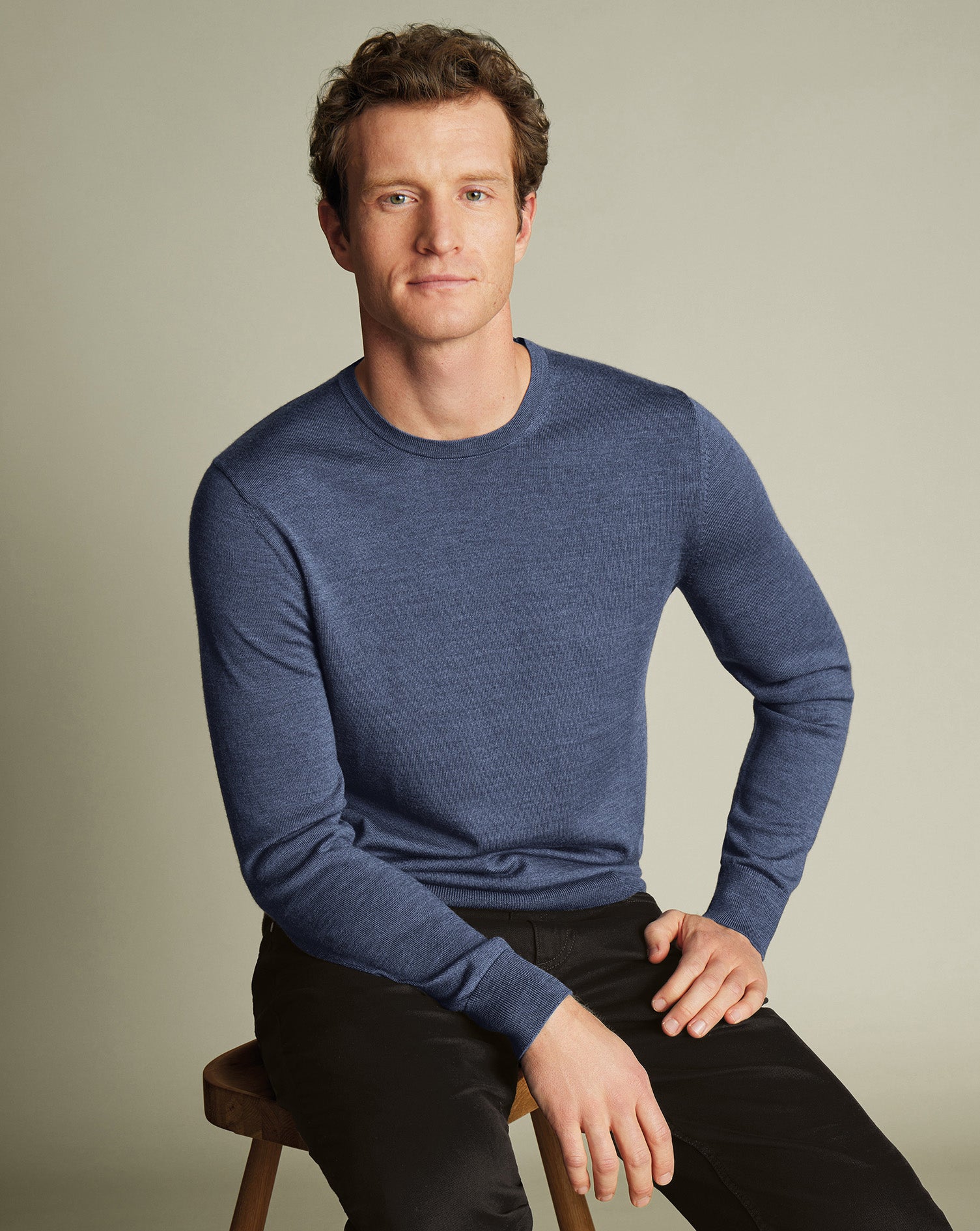 Merino Crew Neck Jumper - Indigo Melange