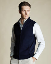 Pure Merino Zip Through Vest - Navy