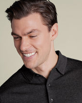 Pure Merino Knitted Polo Grey