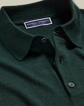Pure Merino Knitted Polo Green