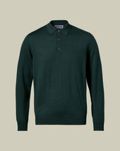 Pure Merino Knitted Polo Green