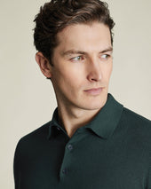 Pure Merino Knitted Polo Green