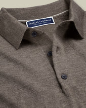 Pure Merino Knitted Polo Mocha
