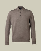 Pure Merino Knitted Polo Mocha
