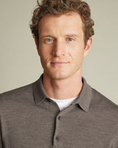 Pure Merino Knitted Polo Mocha