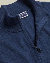 Pure Merino Quarter Zip Sweater Ink Blue