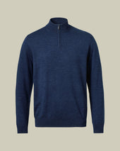 Pure Merino Quarter Zip Sweater Ink Blue