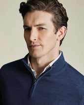 Pure Merino Quarter Zip Sweater Ink Blue