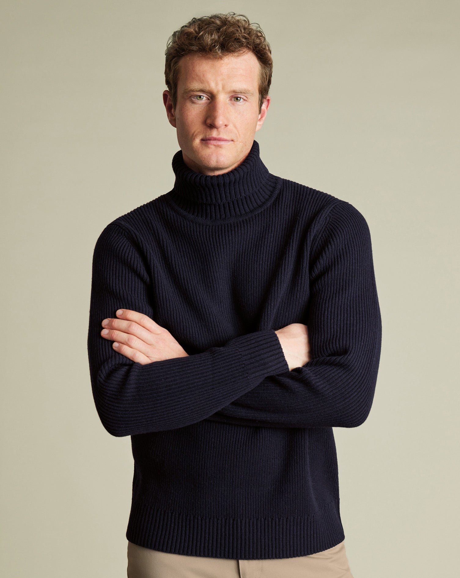 Pure Merino Chunky Turtleneck Sweater - Navy
