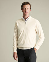 Pure Merino Zip Neck Jumper - Cream