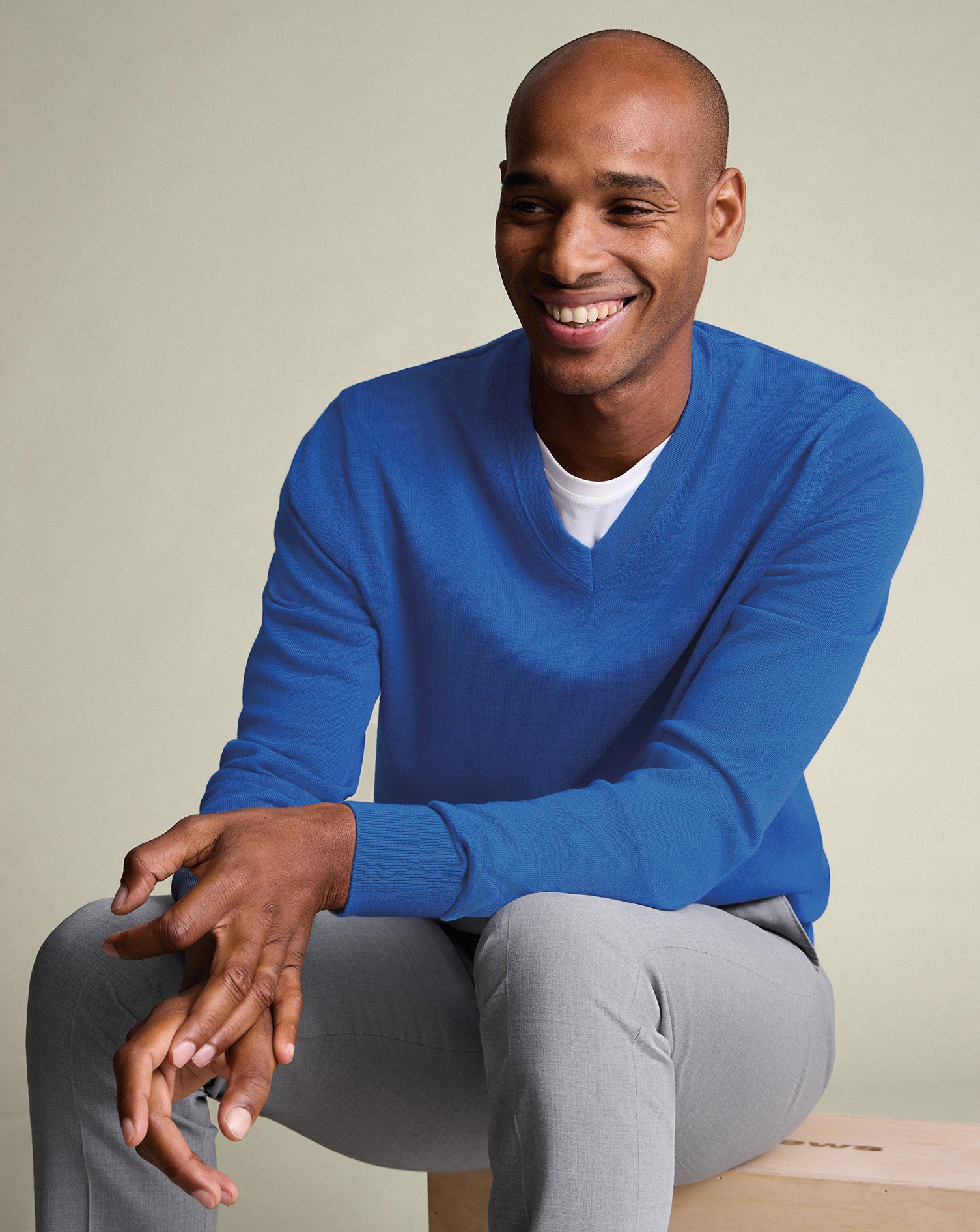 Pure Merino V-Neck Sweater - Cobalt Blue