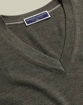Pure Merino V Neck Jumper Green