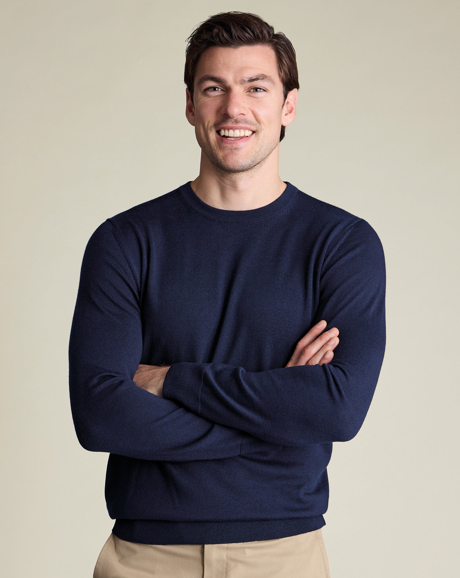 Pure Merino Crew Neck Jumper - Navy