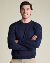Pure Merino Crew Neck Jumper - Navy