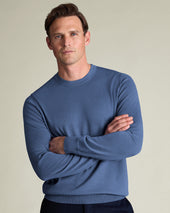 Pure Merino Crew Neck Jumper - Steel Blue