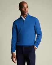 Pure Merino Zip Neck Jumper - Cobalt Blue