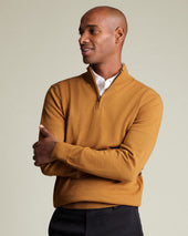 Pure Merino Zip Neck Jumper - Yellow