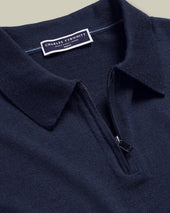 Pure Merino Zip Neck Knitted Polo