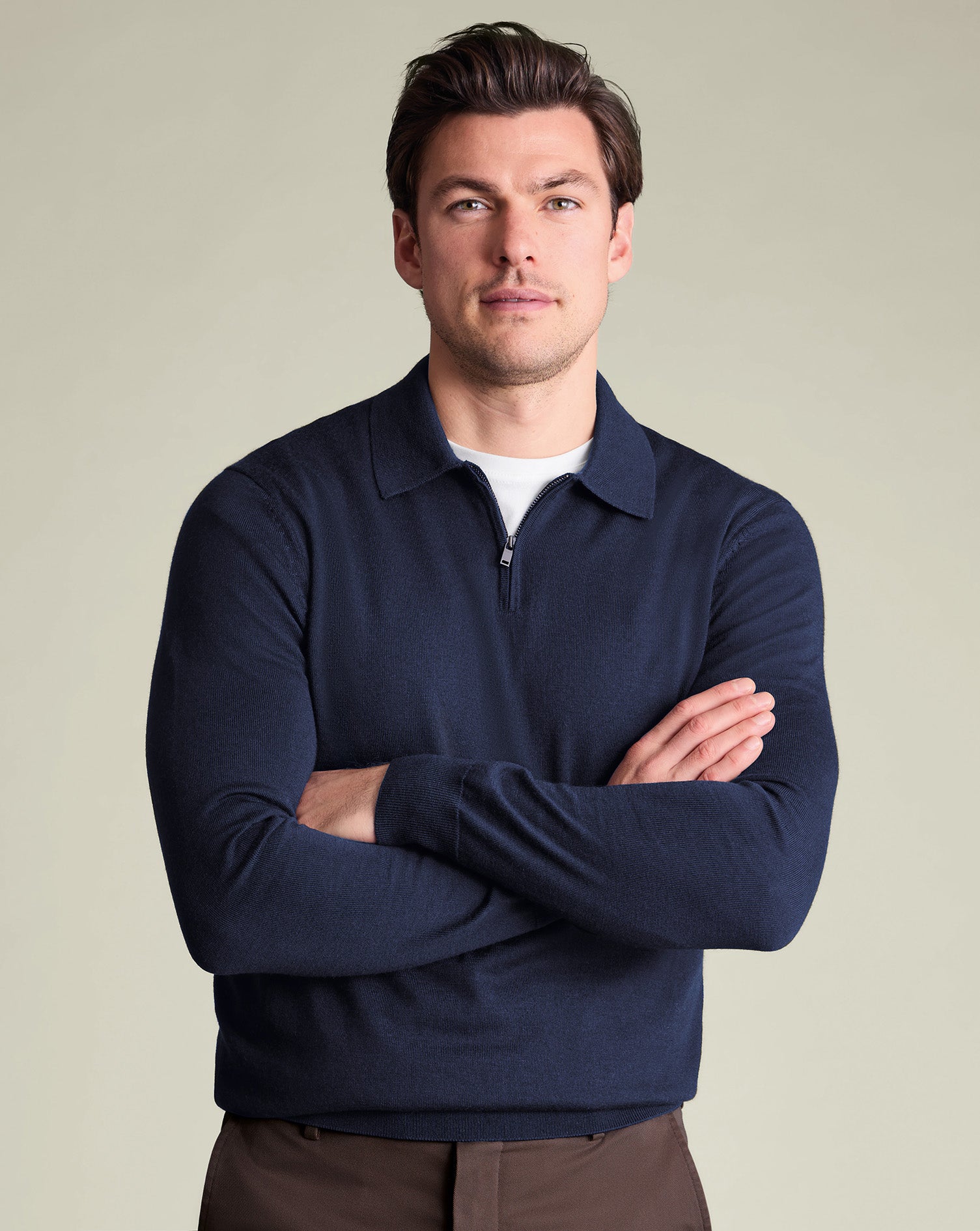 Pure Merino Zip Neck Knitted Polo