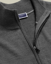 Pure Merino Full Zip Through Cardigan Gray