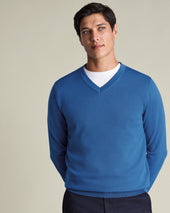 Pure Merino V Neck Jumper Ocean