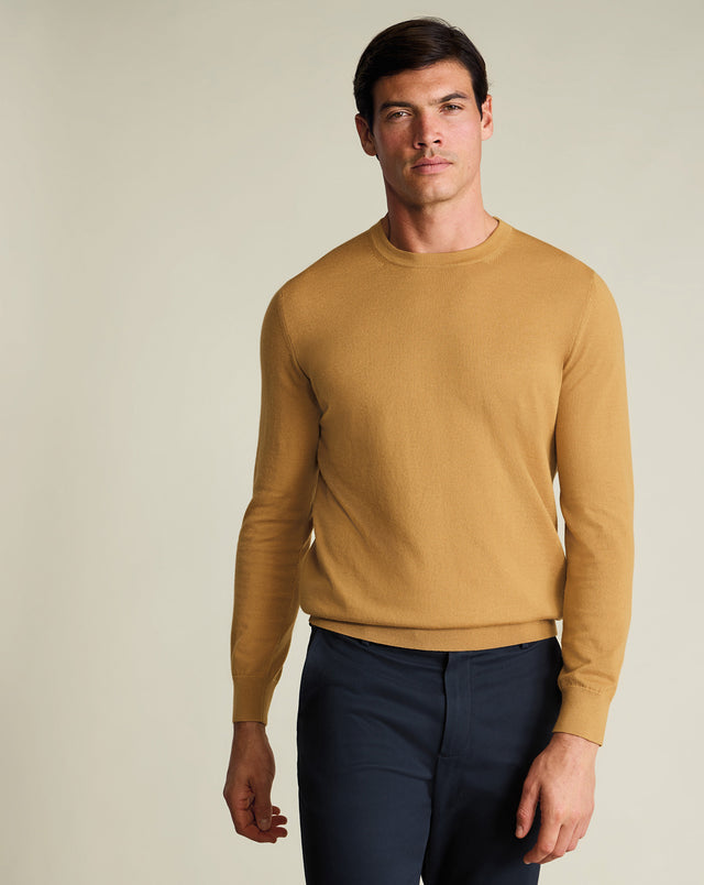Pure Merino Crew Neck Sweater - Camel