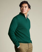 Pure Merino Zip-Neck Jumper – Green