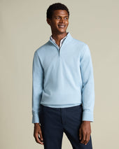 Pure Merino Zip-Neck Jumper – Ice Blue