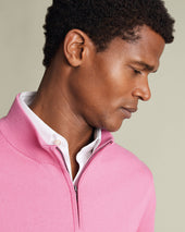 Pure Merino Quarter Zip Sweater Pink
